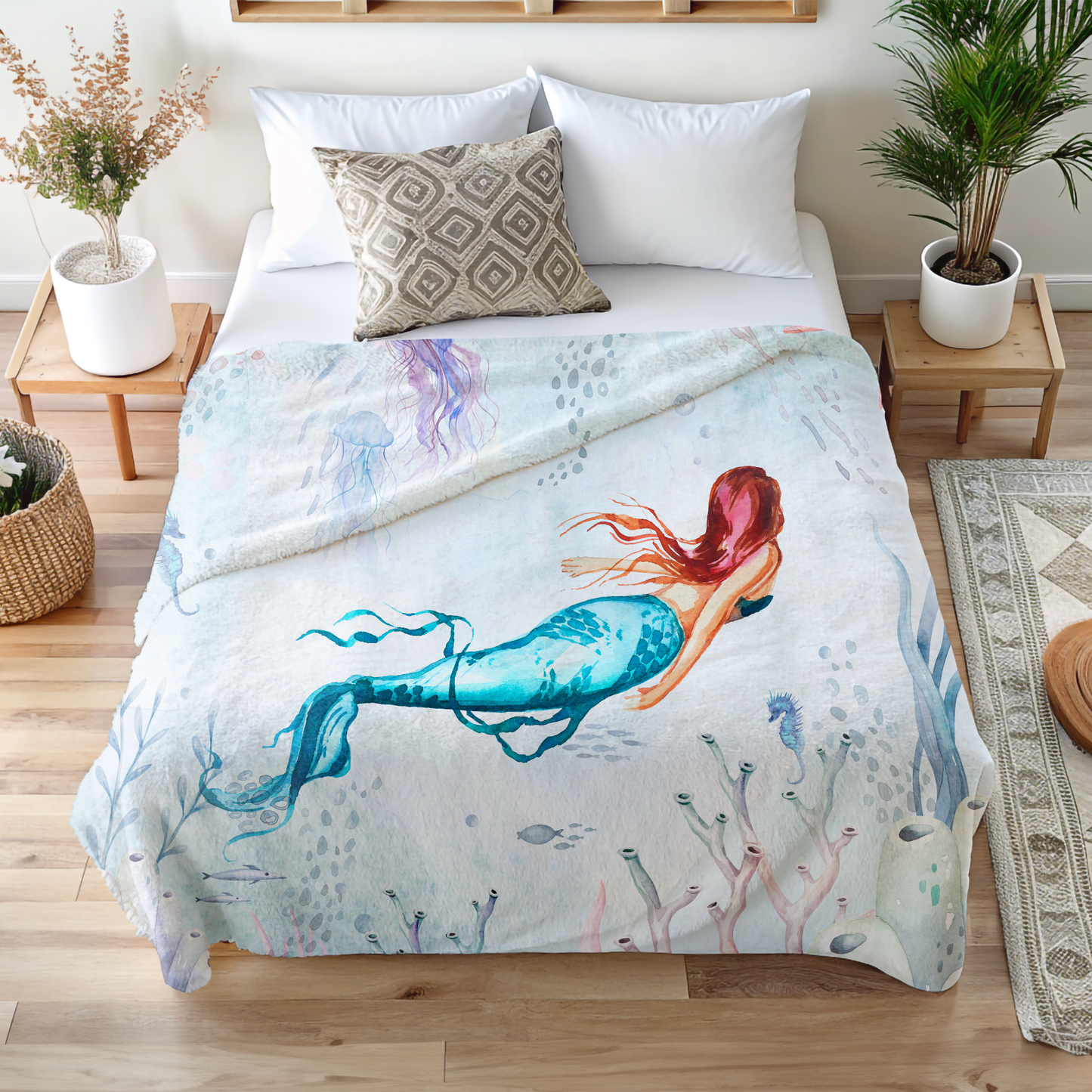 Watercolor Mermaid Blanket