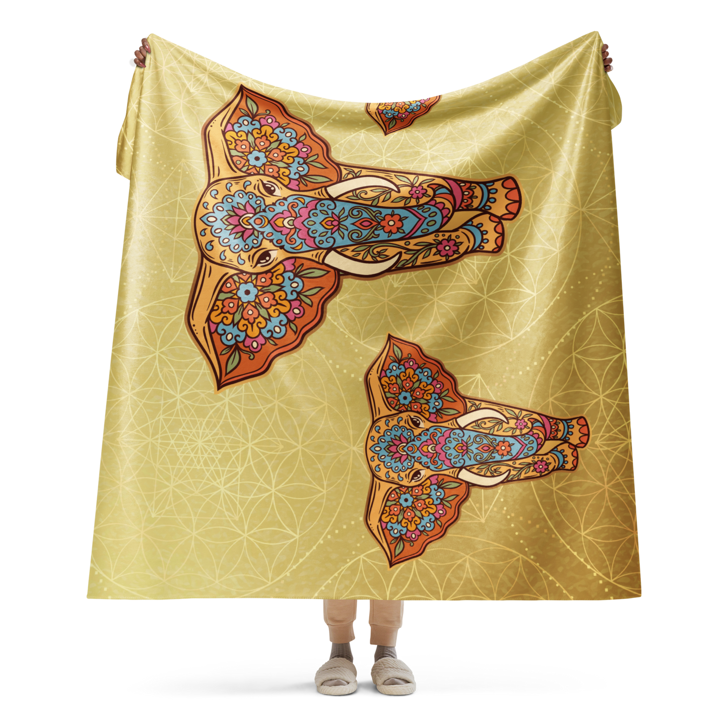 Sacred Mehndi Elephant Blanket