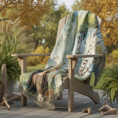 Coastal Autumn Grove Woven Blanket
