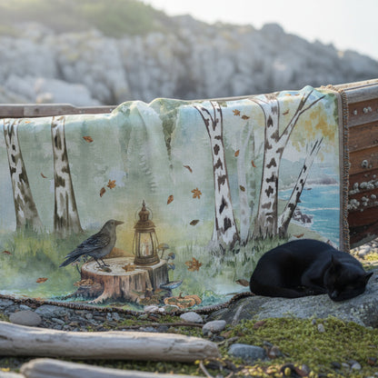 Coastal Autumn Grove Woven Blanket