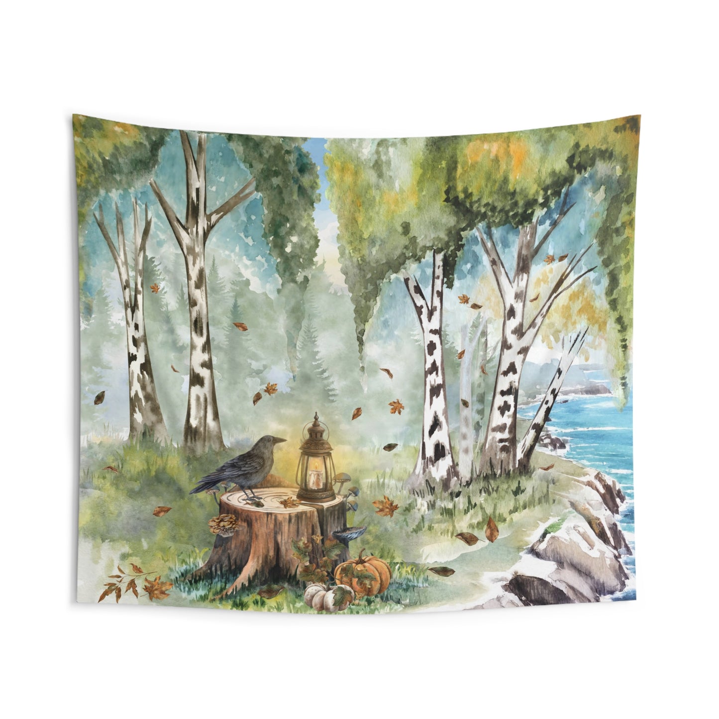 Coastal Autumn Grove Wall Tapestry
