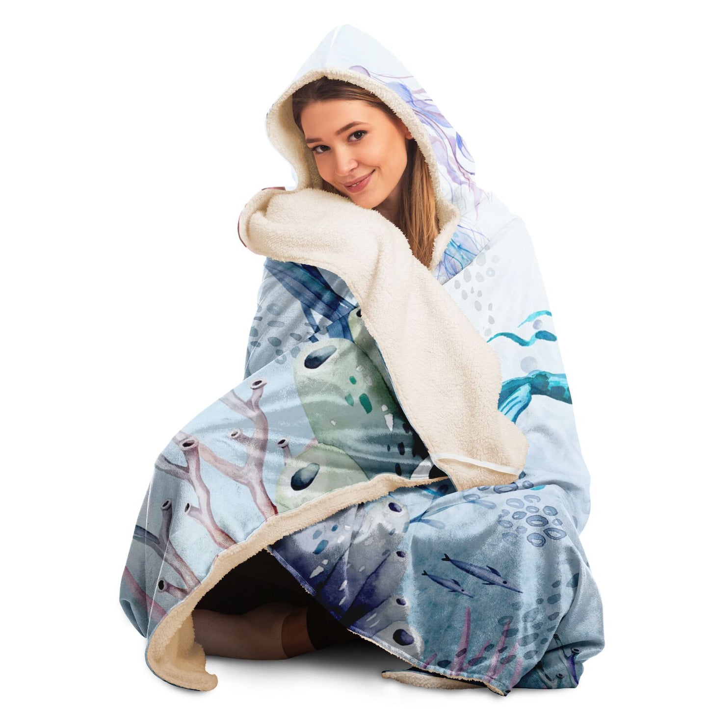 Watercolor Mermaid Hooded Blanket