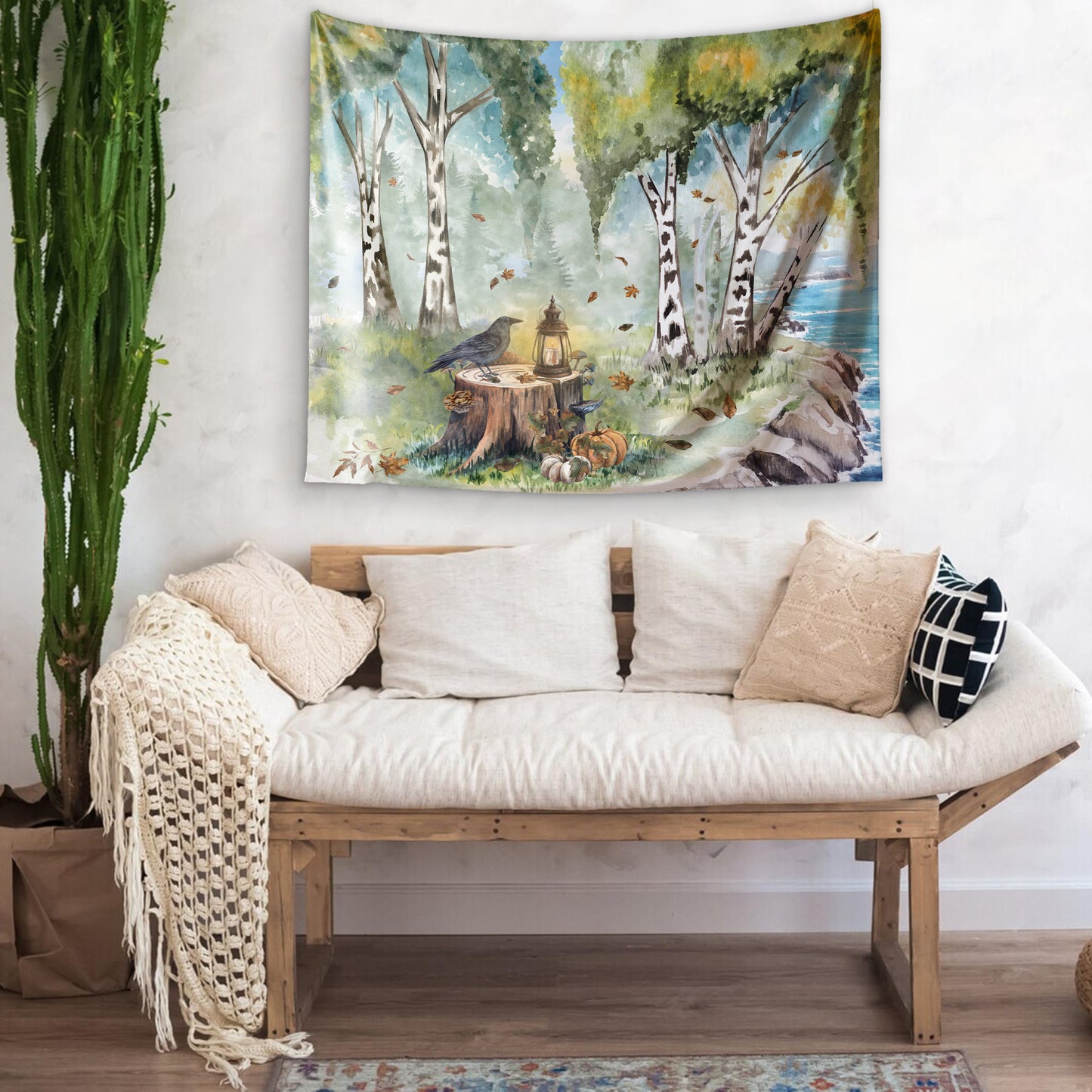 Coastal Autumn Grove Wall Tapestry