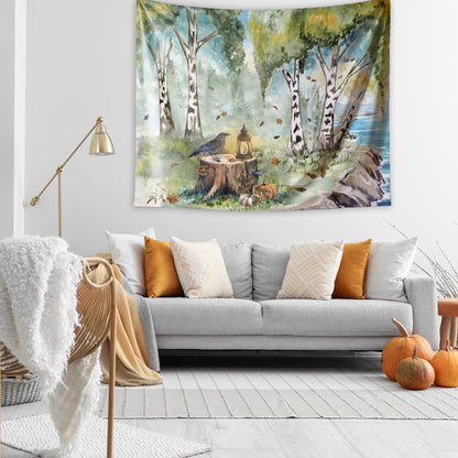 Coastal Autumn Grove Wall Tapestry