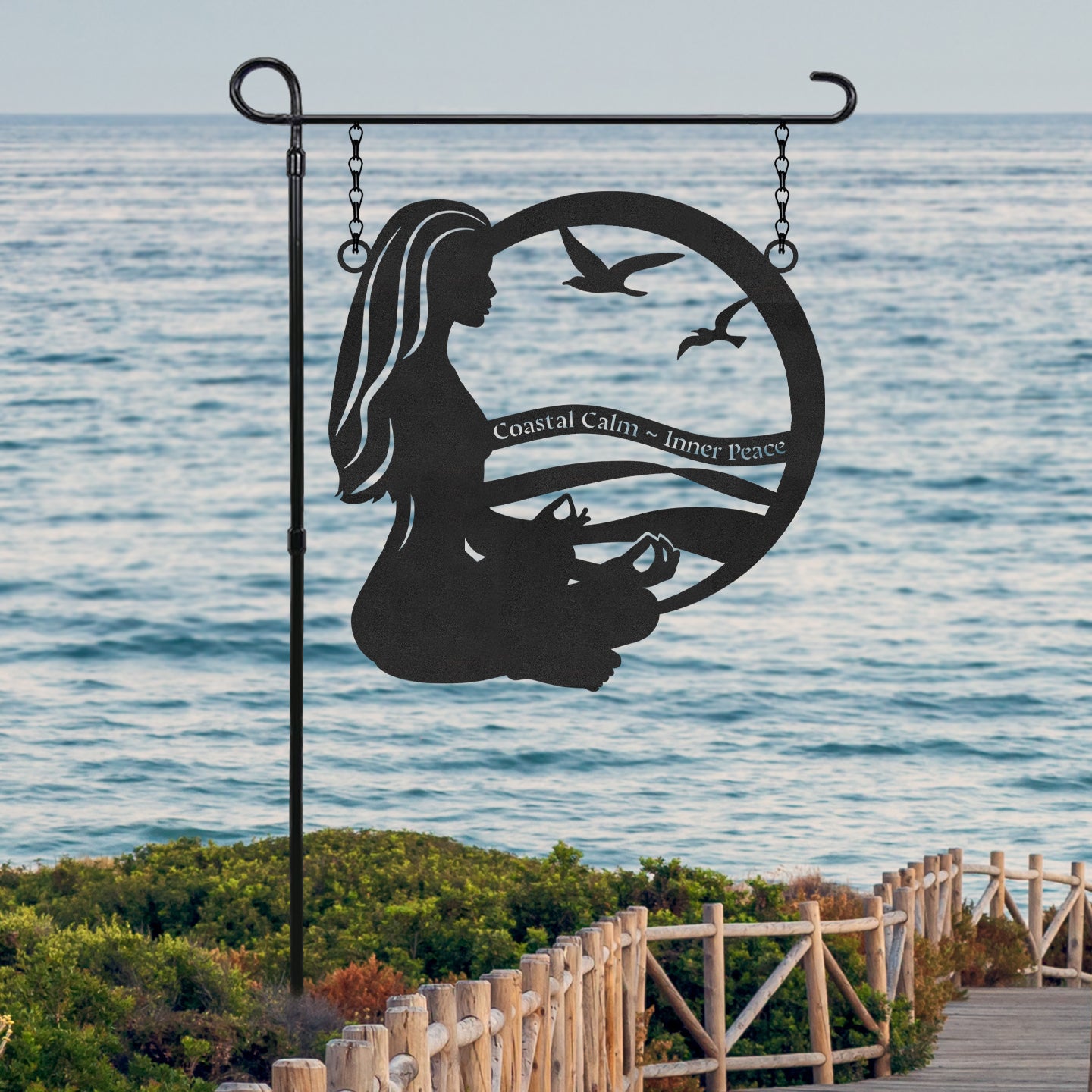 Meditation by the Sea Metal Sign