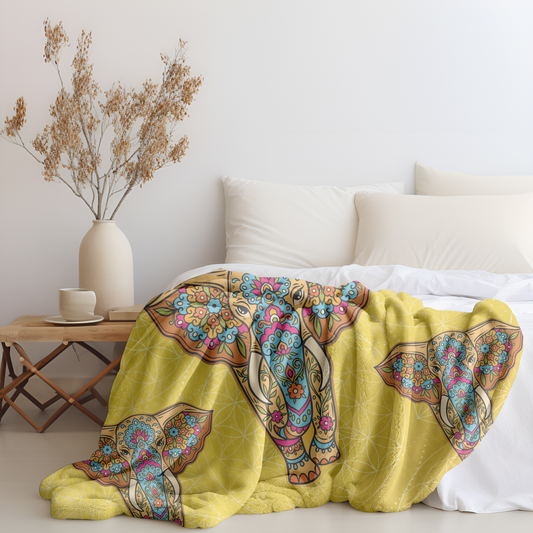 Sacred Mehndi Elephant Blanket