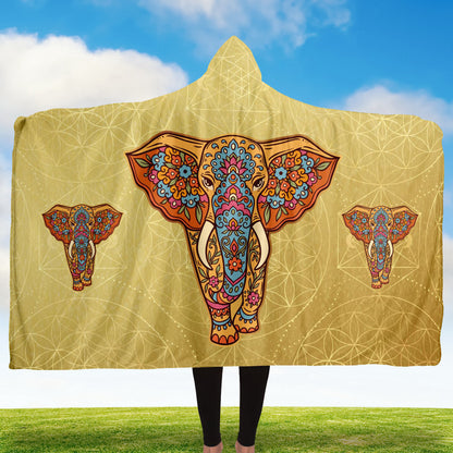 Sacred Mehndi Elephant Hooded Blanket