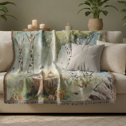 Coastal Autumn Grove Woven Blanket