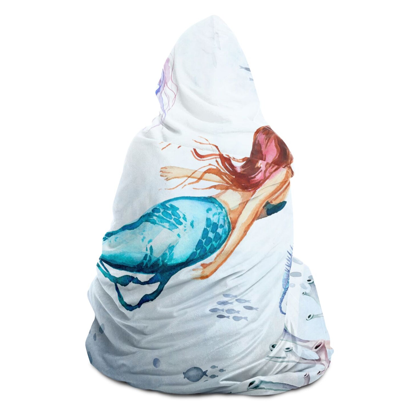 Watercolor Mermaid Hooded Blanket