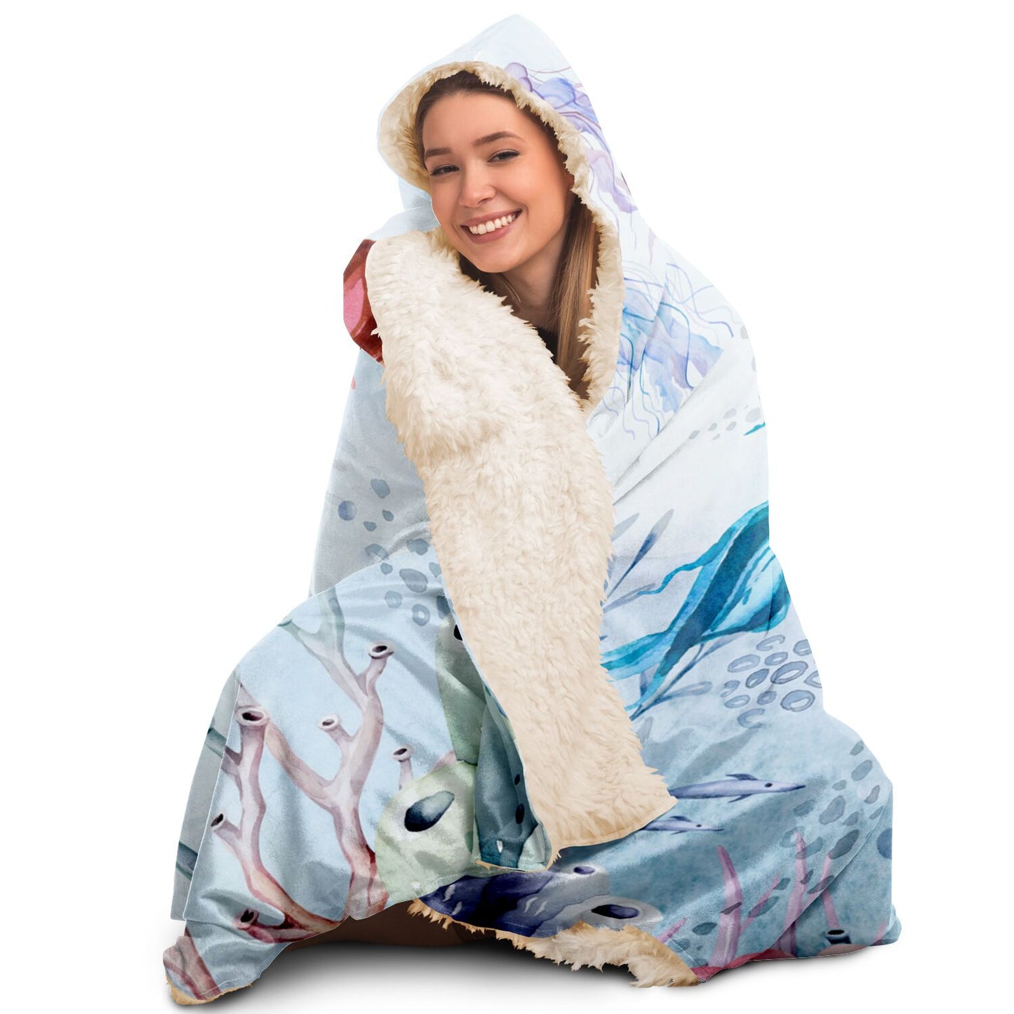 Watercolor Mermaid Hooded Blanket